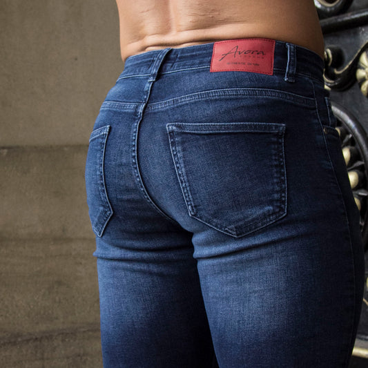 Avora London Austin Skinny Essential Non Ripped Jeans in Indigo Dark Blue