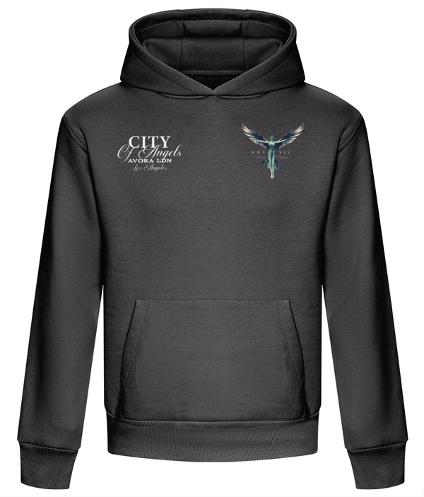 Avora London City of Angels Heavyweight Hoodie in Charcoal