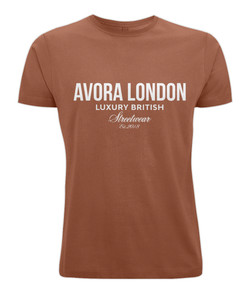 Avora London Statement Front Print Oversize T-Shirt in Rust