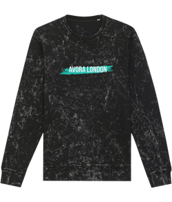 Avora London Paint Strike Splatter Crew Sweat in Black / Teal