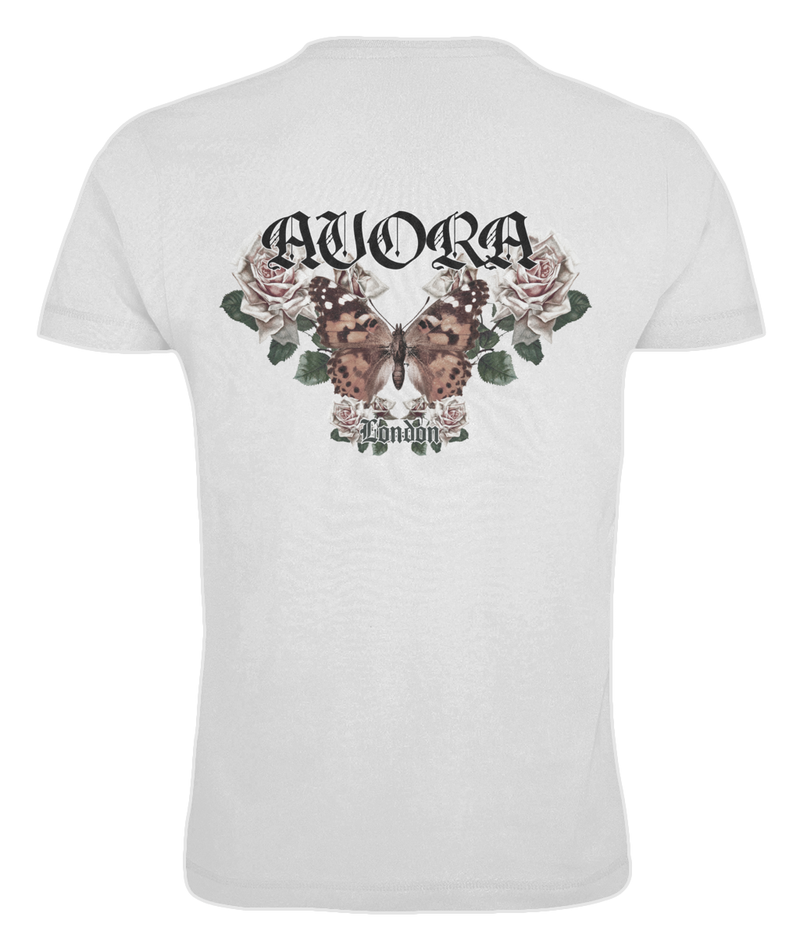 Avora London Butterfly Back Print Oversize T-Shirt in White
