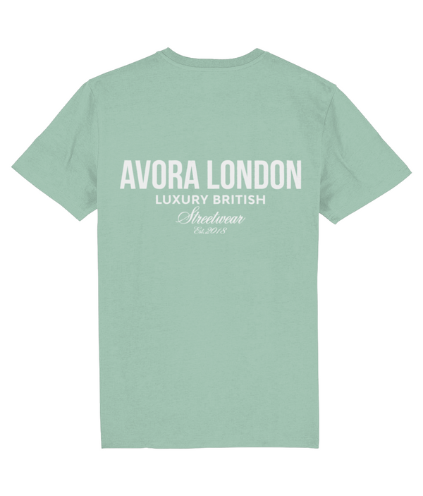 Avora London Statement Back Print T-Shirt in Aloe/White