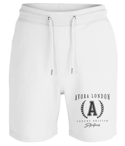 Avora London Academy Print Jersey Shorts in White