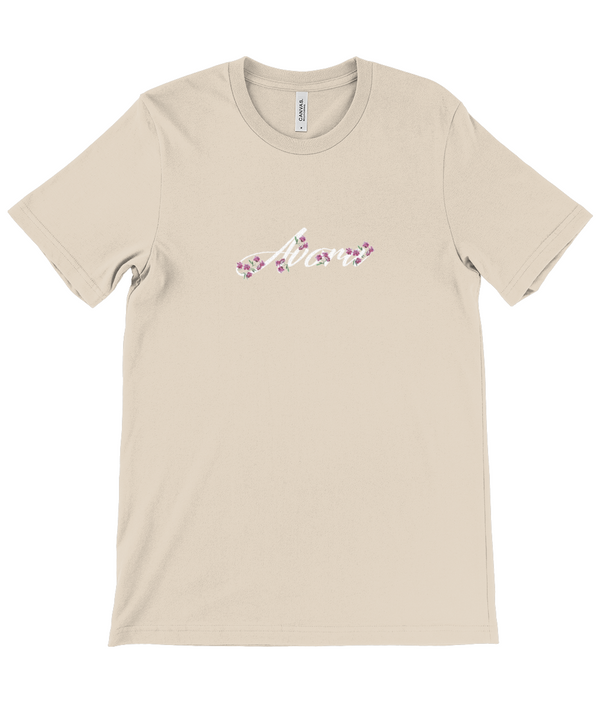 Avora London Pink Floral Script Logo T-Shirt in Cream
