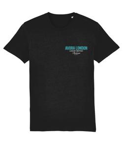 Avora London Statement Back Print T-Shirt in Black/Teal