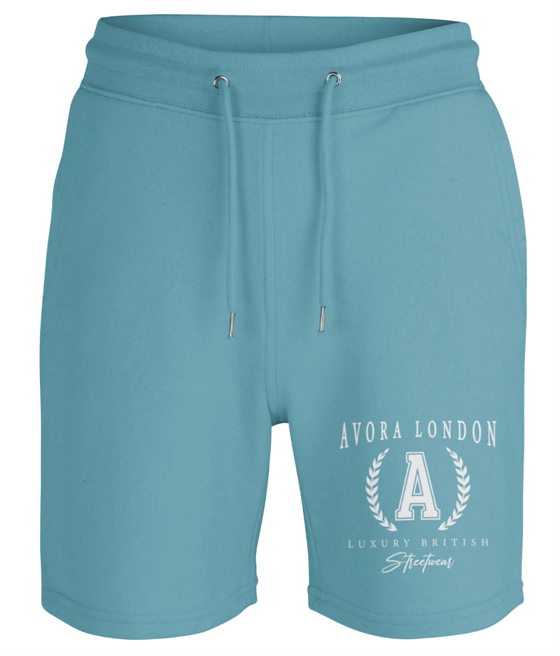 Avora London Academy Print Jersey Shorts in Atlantic Blue