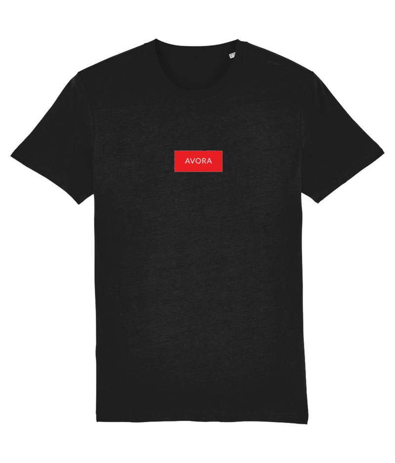 Avora London Red Box Stamp Logo T-Shirt in Black