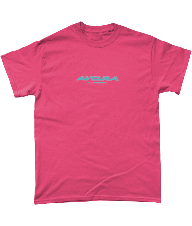 Avora London Futuristic Marker Logo Print T-Shirt in Heliconia