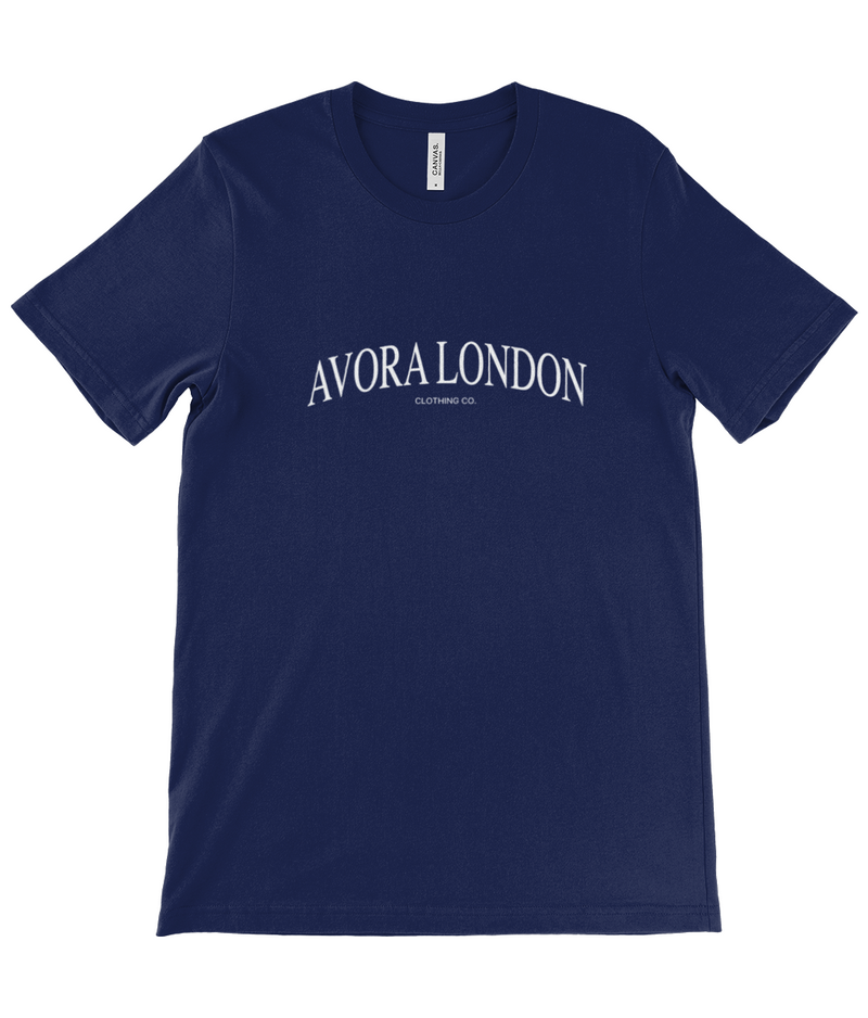 Avora London Curved Logo T-Shirt in Navy