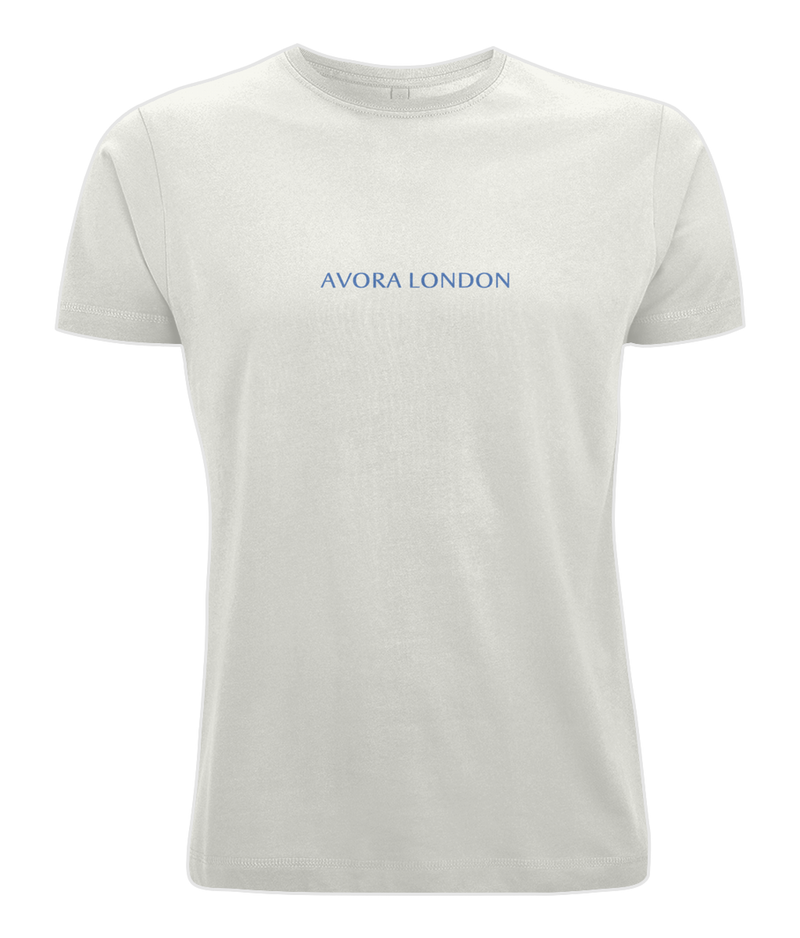 Avora London Oversize Brand Carrier T-Shirt in White Mist/Royal Blue