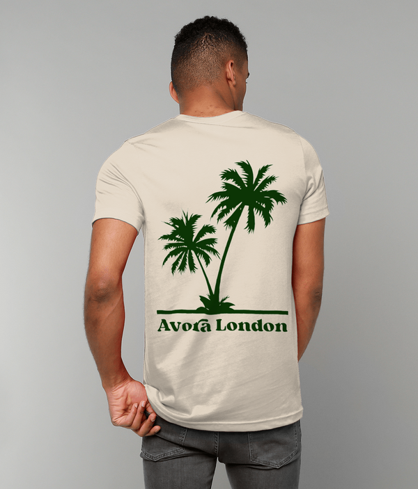 Avora London Palm Trees Back Print T-Shirt in Soft Cream