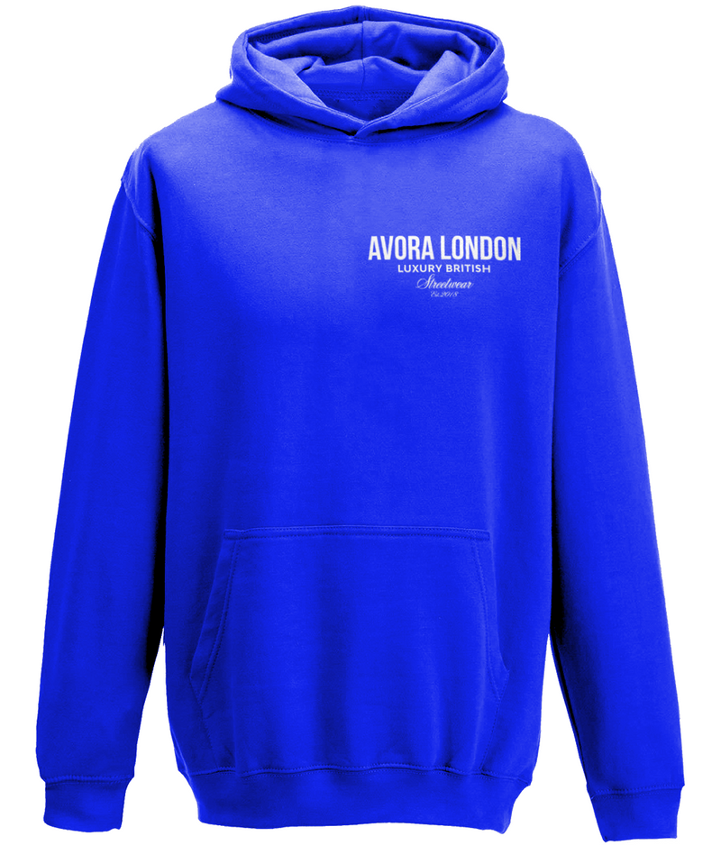 Avora London Statement Back Print Hoodie in Royal Blue