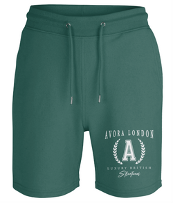 Avora London Academy Print Jersey Shorts in Glazed Green