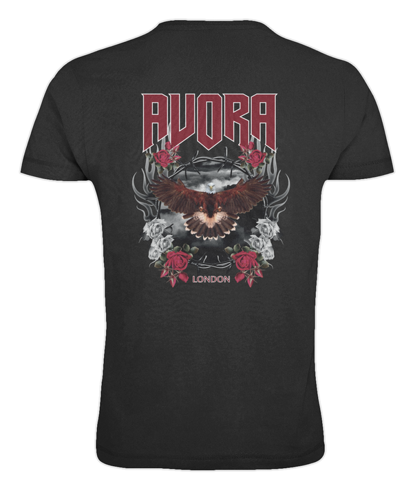 Avora London Eagle Rose Back Print Oversize T-Shirt in Black