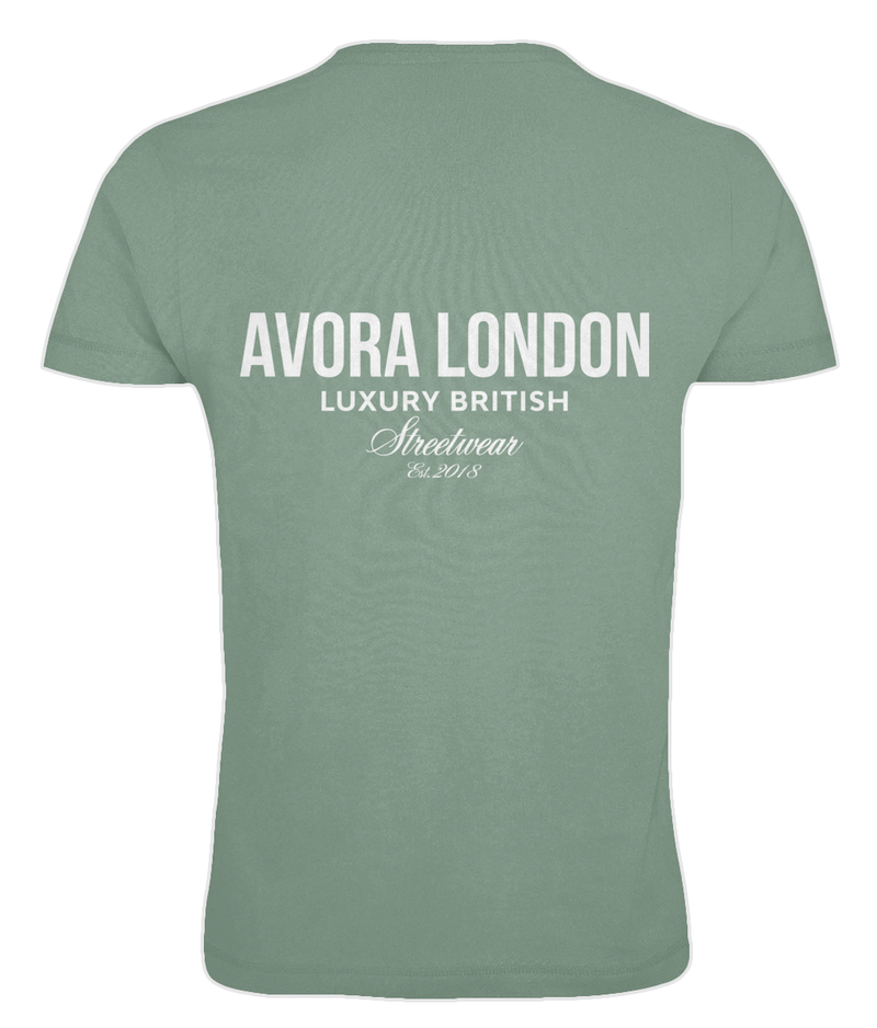 Avora London Statement Back Print Oversize T-Shirt in Sage Green