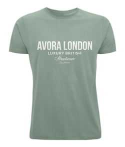 Avora London Statement Front Print Oversize T-Shirt in Sage Green