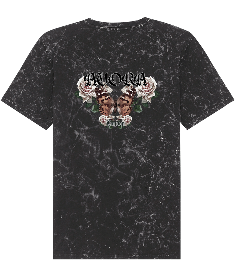 Avora London Butterfly Back Print Splatter T-Shirt in Black