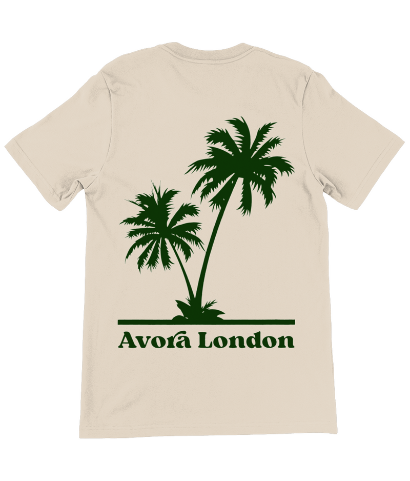 Avora London Palm Trees Back Print T-Shirt in Soft Cream