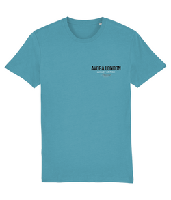 Avora London Statement Back Print T-Shirt in Atlantic Blue