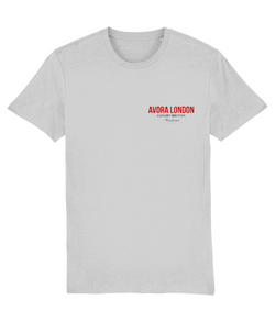 Avora London Statement Back Print T-Shirt in Heather Grey/Red