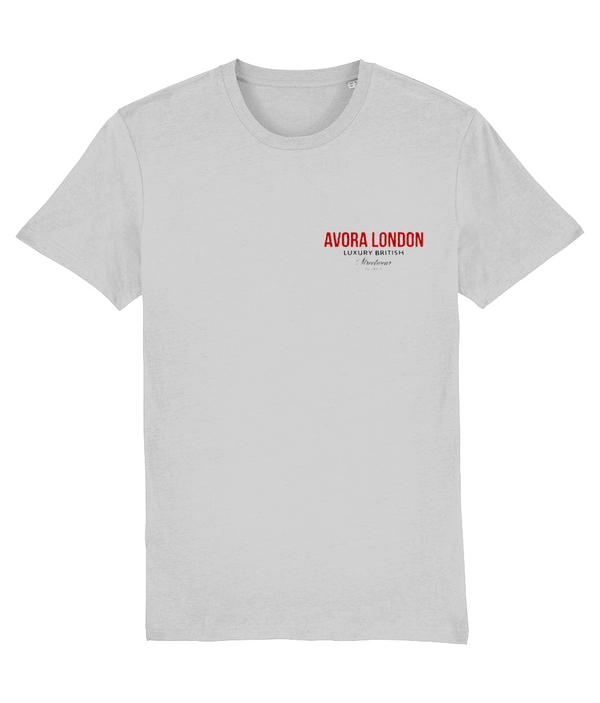 Avora London Statement Back Print T-Shirt in Heather Grey/Red