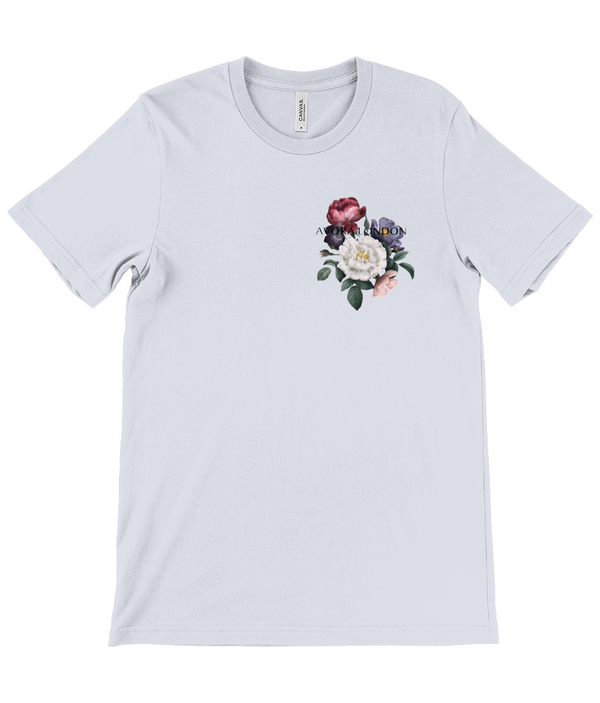 Avora London Trenton Floral Chest Print T-Shirt in Silver