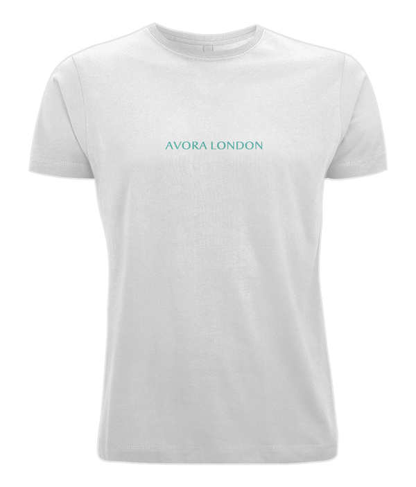 Avora London Oversize Brand Carrier T-Shirt in White/Teal