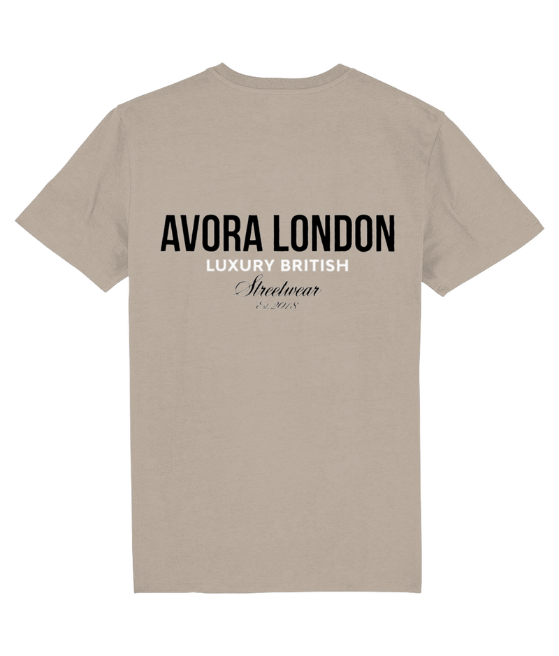 Avora London Statement Back Print T-Shirt in Desert Dust